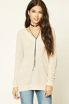 Love21 Women's  Vanilla Contemporary Lace-up Sweater