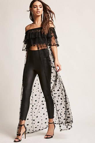 Forever21 Kikiriki Star-embellished Tulle Top