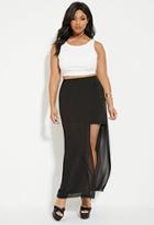 Forever21 Plus Women's  Plus Size Mesh Overlay Midi Skirt