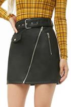 Forever21 Belted Faux Leather Zip Skirt