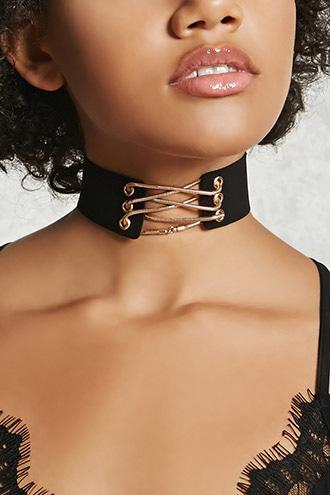 Forever21 Faux Suede & Chain Choker