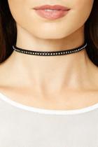 Forever21 Black & Clear Faux Leather Rhinestone Choker