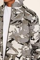 21 Men Men's  Grey & White Hooded Camo Jacket