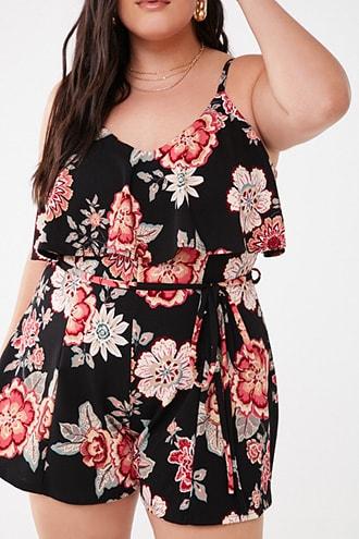 Forever21 Plus Size Floral Belted Romper