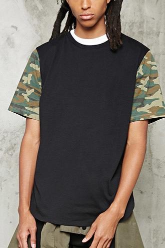 21 Men Men's  Camo-sleeve Tee