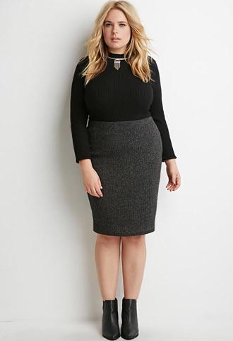 Forever21 Plus Marled Rib Knit Skirt