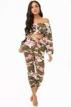 Forever21 Camo Print Crop Top & Joggers Set