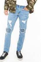 Forever21 Distressed Ribbed Panel Skinny Jeans