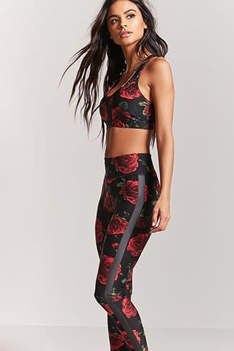 Forever21 Active Rose Graphic Capri Leggings