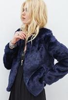 Forever21 Collarless Faux Fur Jacket