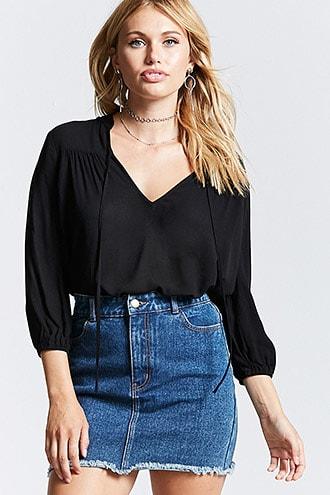Forever21 Split-neck Self-tie Top
