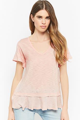 Forever21 Burnout Raw-edge Tee