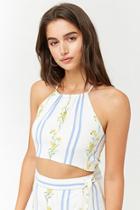 Forever21 Floral Striped Crop Top