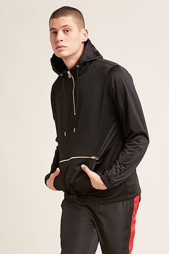 Forever21 Hooded Zip-pocket Pullover