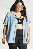 Forever21 Plus Size Denim Baseball Shirt