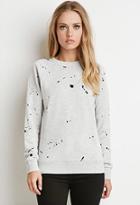 Forever21 Women's  Paint Spatter Graphic Sweatshirt (heather Grey/black)