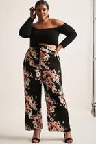 Forever21 Plus Size High Rise Floral Crepe Wide Leg Pants