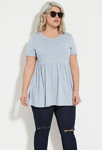 Forever21 Plus Women's  Light Blue Plus Size Marled Tunic