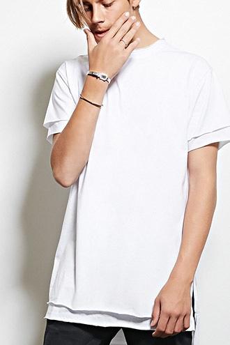 21 Men Men's  White Victorious Raw-cut Layered Tee