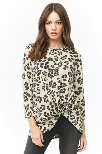 Forever21 Leopard Print Twist-hem Top
