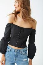 Forever21 Lace-up Off-the-shoulder Peasant Top
