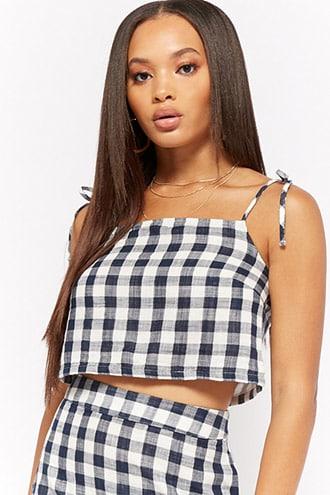 Forever21 Gingham Plaid Crop Cami