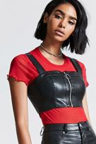 Forever21 Faux Leather Pull-ring Crop Top
