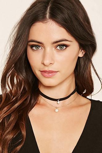 Forever21 Faux Pearl Layered Choker