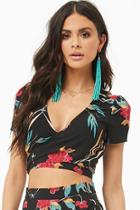 Forever21 Floral Print Tie-front Crop Top
