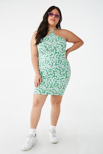 Forever21 Plus Size Daisy Print Halter Dress