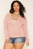 Forever21 Plus Women's  Plus Size Lace-up Sweater