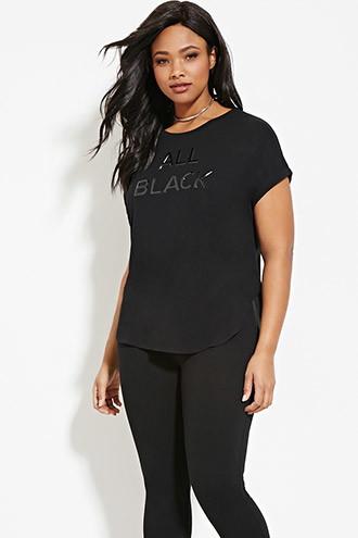 Forever21 Plus Women's  Plus Size All Black Graphic Tee