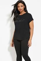 Forever21 Plus Women's  Plus Size All Black Graphic Tee