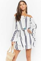 Forever21 Surf Gypsy Striped Off-the-shoulder Dress