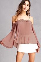 Forever21 Crochet-trim Pleated Top