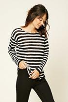 Love21 Women's  Black & Cream Contemporary Striped Sweater
