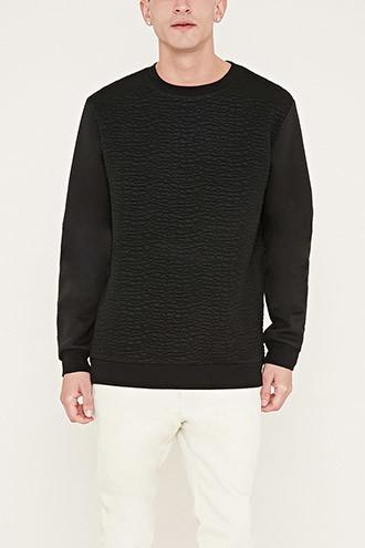 21 Men Men's  Textured Knit Sweatshirt