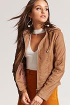 Forever21 Hooded Faux Leather Jacket