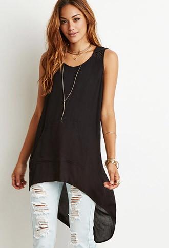 Forever21 Crochet-trim Hooded Tunic