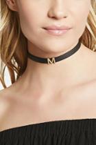 Forever21 M Initial Faux Leather Choker
