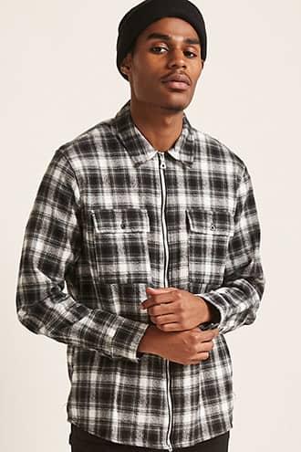 Forever21 Zip-front Plaid Shirt