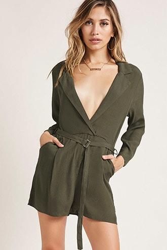 Forever21 Plunging Belted Romper