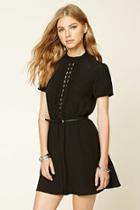 Forever21 Women's  Black Crochet-paneled Dress