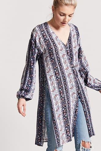 Forever21 Paisley Side-slit Top