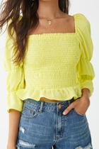 Forever21 Smocked Tiered-sleeve Top