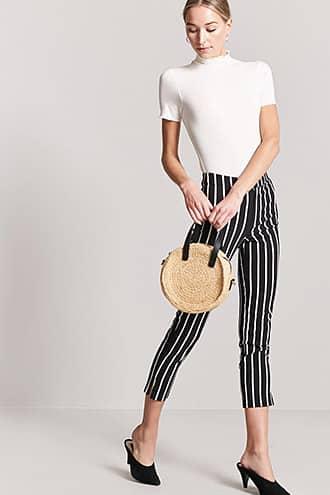 Forever21 Stripe High-rise Ankle Pants