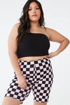 Forever21 High-waist Checkered Biker Shorts