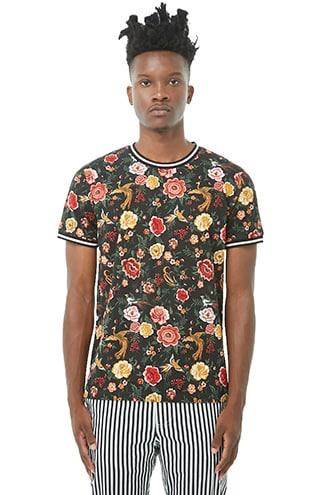 Forever21 Bird & Floral Varsity Ringer Tee