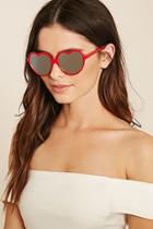 Forever21 Red & Silver Mirrored Heart Sunglasses