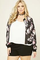 Forever21 Plus Women's  Plus Size Floral Bomber Jacket